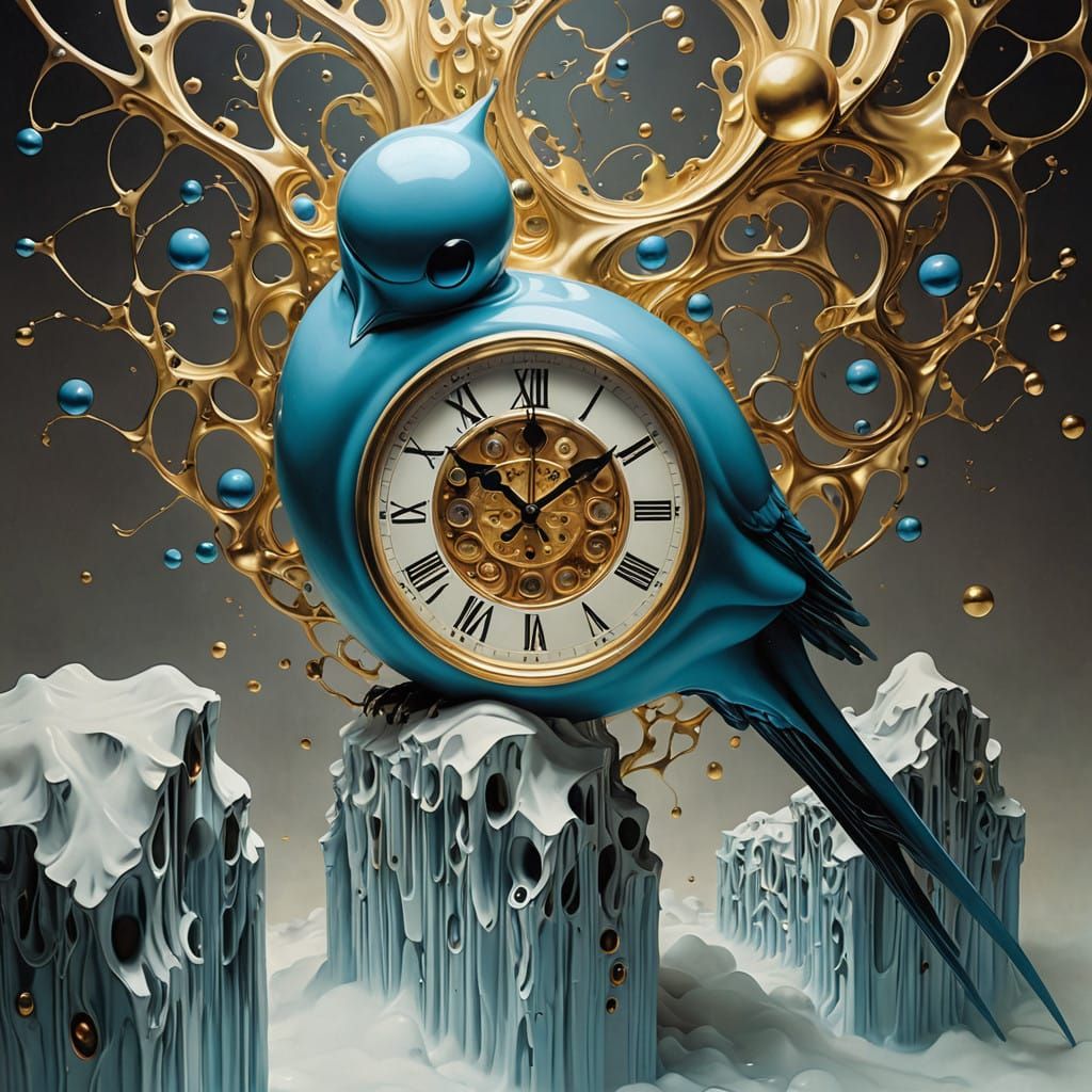 Surrealist Dreamscape with Melting Clocks and Impossible Geo...
