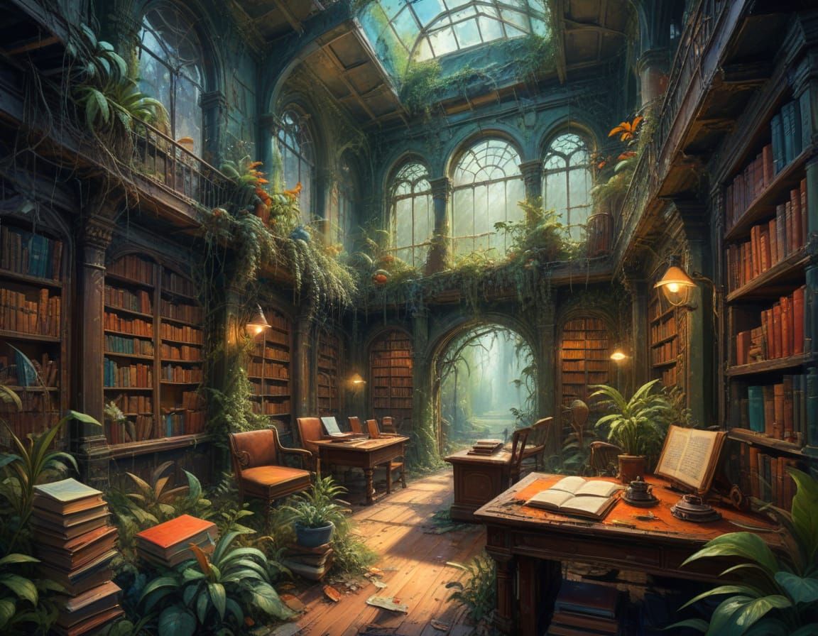 Enchanted Ancient Library of Wonders