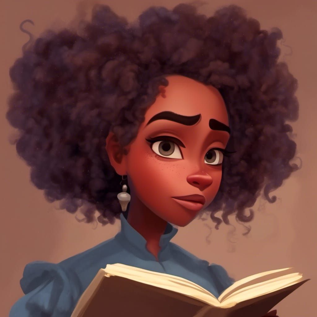 Anime Caricature of 1800s Housewife Reading