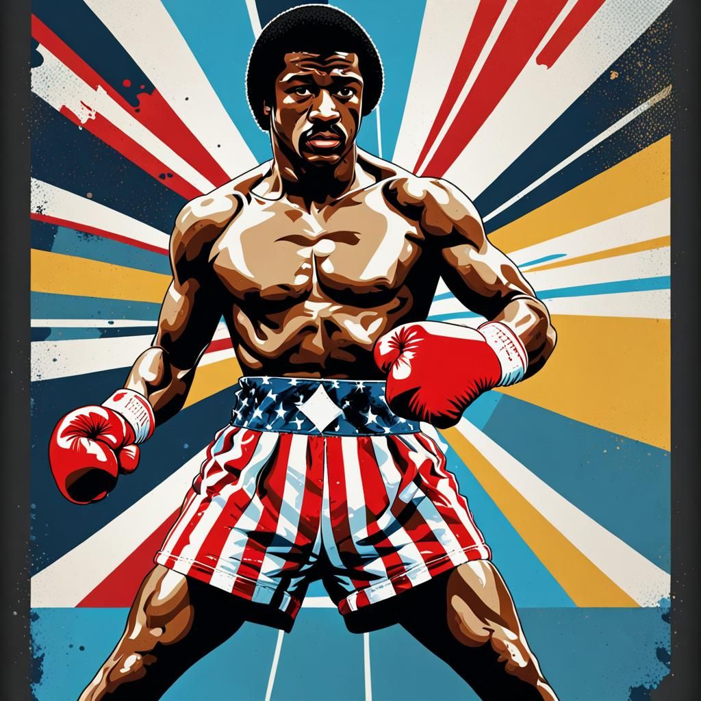 Apollo Creed Boxing Rocky: Pop Art Screen Print