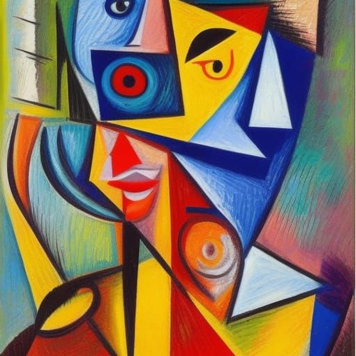 Cubist Women: Neo-Impressionist Impasto Painting
