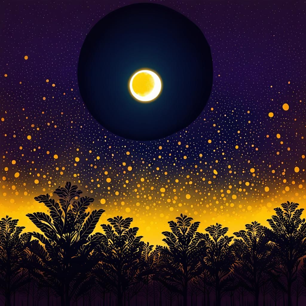 Purple Leaf Trees Silhouetted During Solar Eclipse