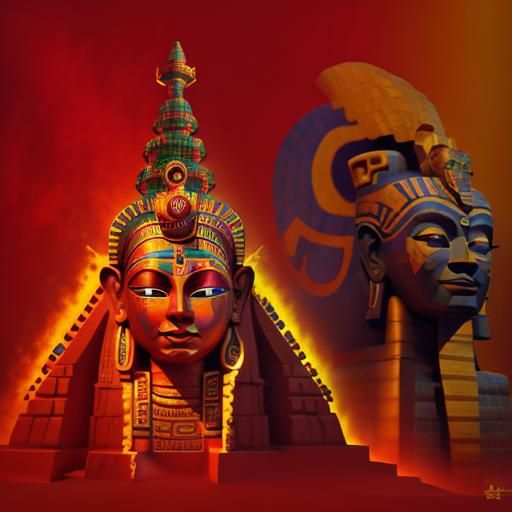 Psychedelic Aztec Celtic Sphinx Fusion in Oil