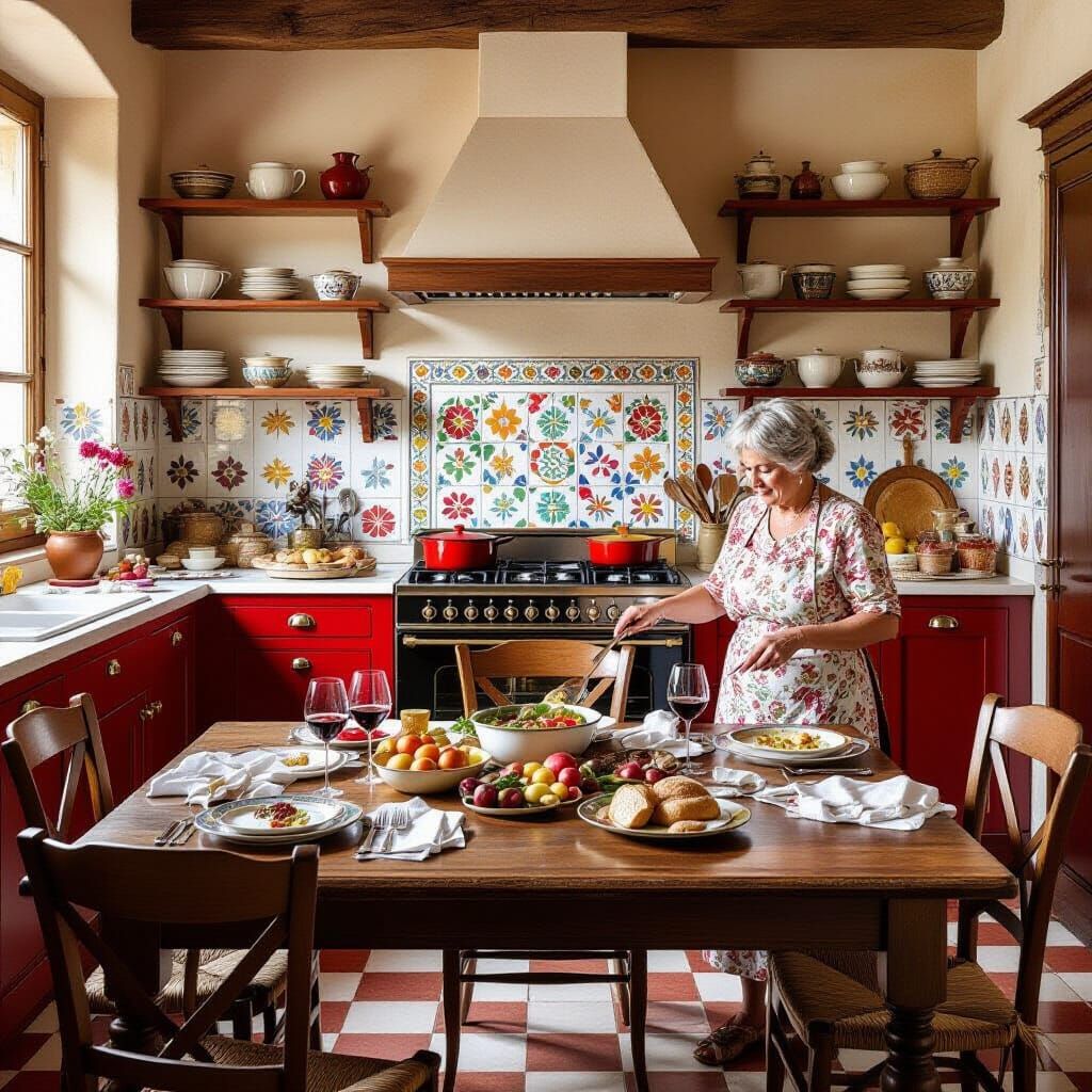 Sicilian Kitchen Scene in Dolce&Gabbana Style