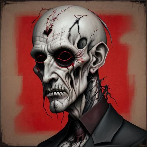 Distorted Sickly Man: Dark Surreal Abstract Gothic Art