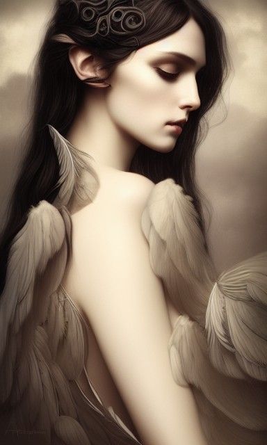 Gothic Goddess with Black Wings: Baroque Portrait