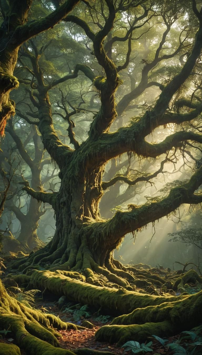 Serene Forest with Sunlight: Matte Painting Concept Art