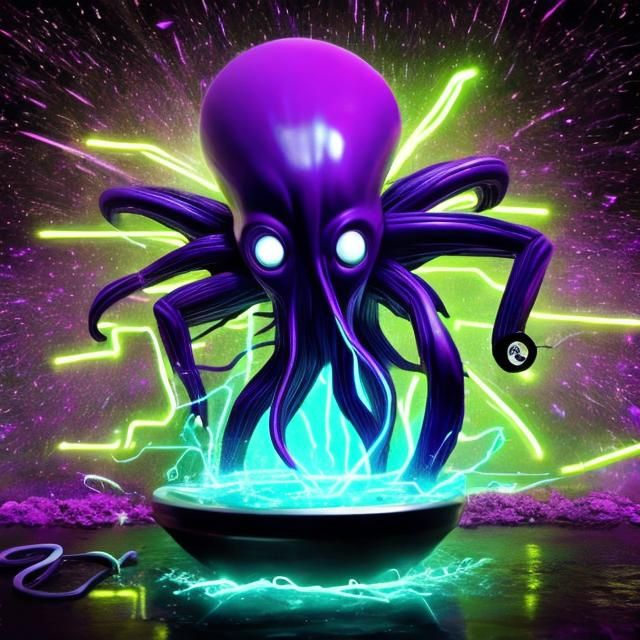 Purple Alien Bathed in Neon Sci-Fi Light
