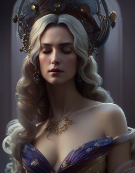 Woman in Silk Gown: A Digital Art Portrait