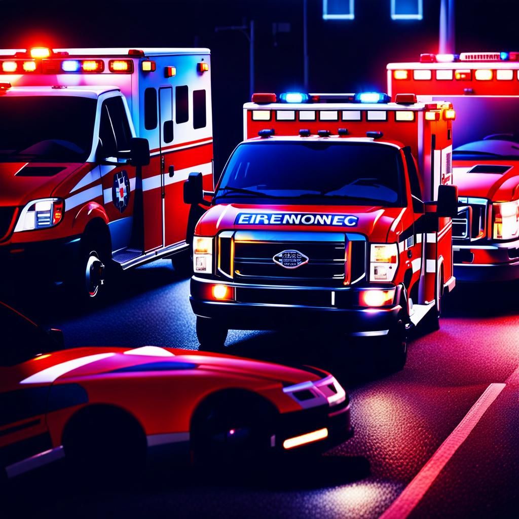 EMS Personnel at Accident Scene: Hyper-Realistic Digital Art