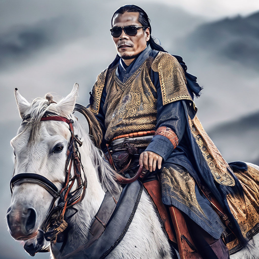 Genghis Khan in Epic Mongolian Landscape