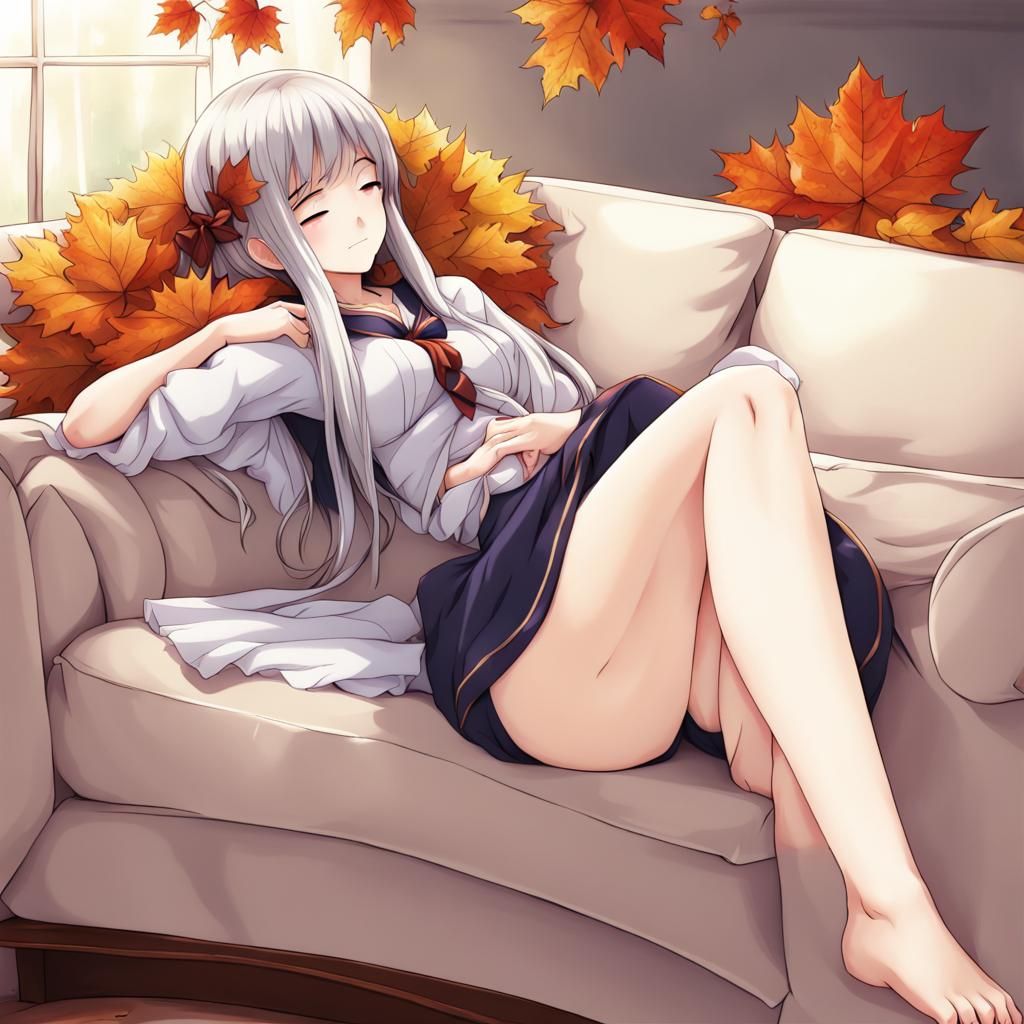 Anime Princess Sleeping on Couch