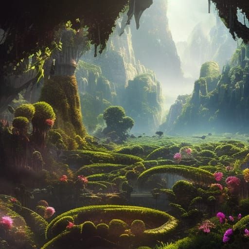 exo-planet with flora and fauna