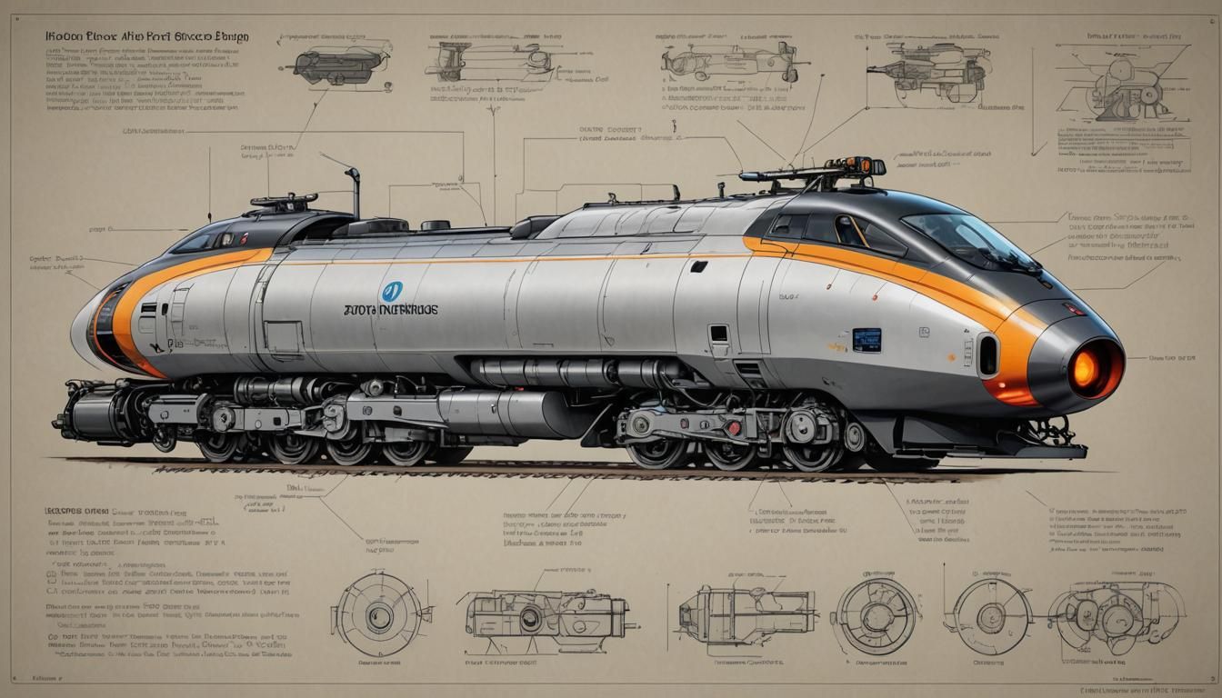 futuristic freight train, locomotive, dystopian