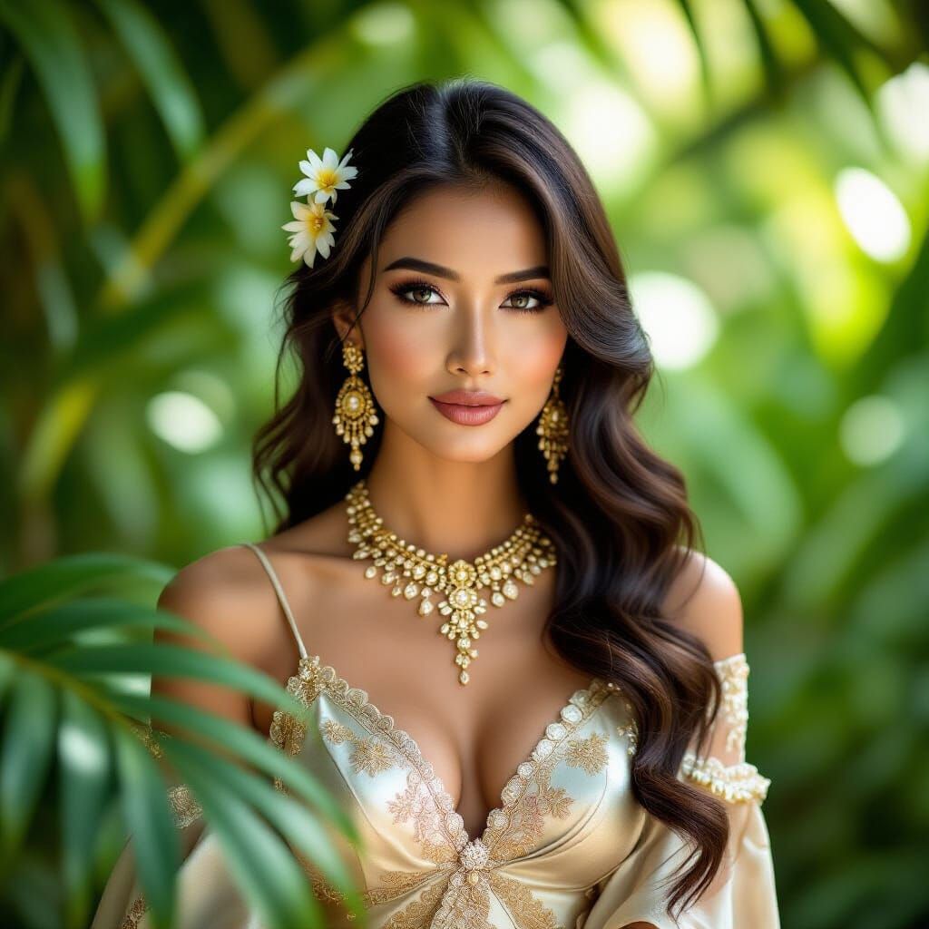 A stunning portrait photograph of a beautiful Indonesian wom...