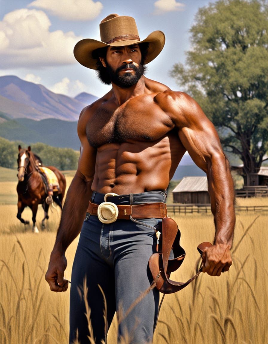 Strong Cowboy Rides the Plains