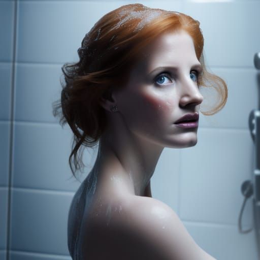In the Shower - Jessica Chastain
