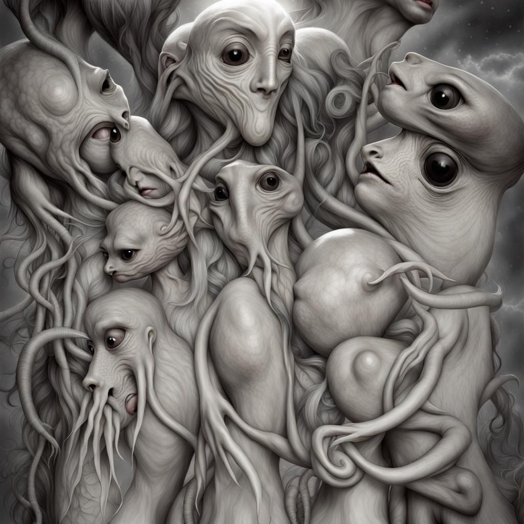 Photorealistic Aliens in Subdued, Magical Lighting