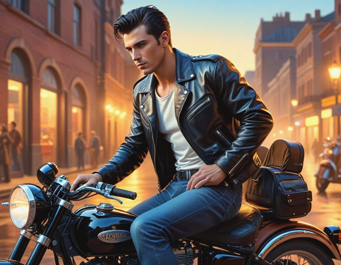 1960s Greaser with Greased Hair in Golden Light