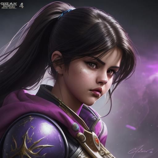 Selena Gomez as Sister of Battle: Hyperrealistic Splash Art
