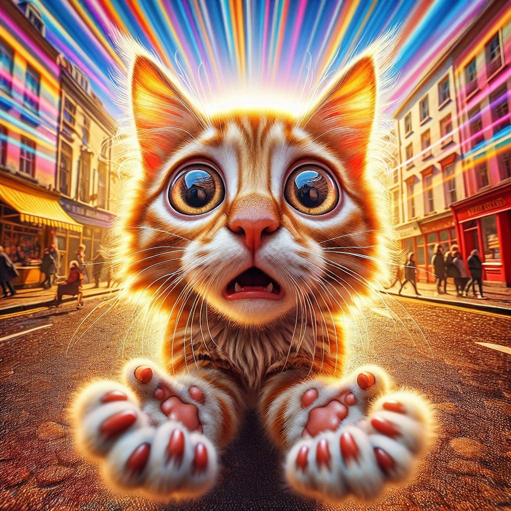 Ginger Kitten's Hilarious Distress: A Hyperrealistic Close-U...