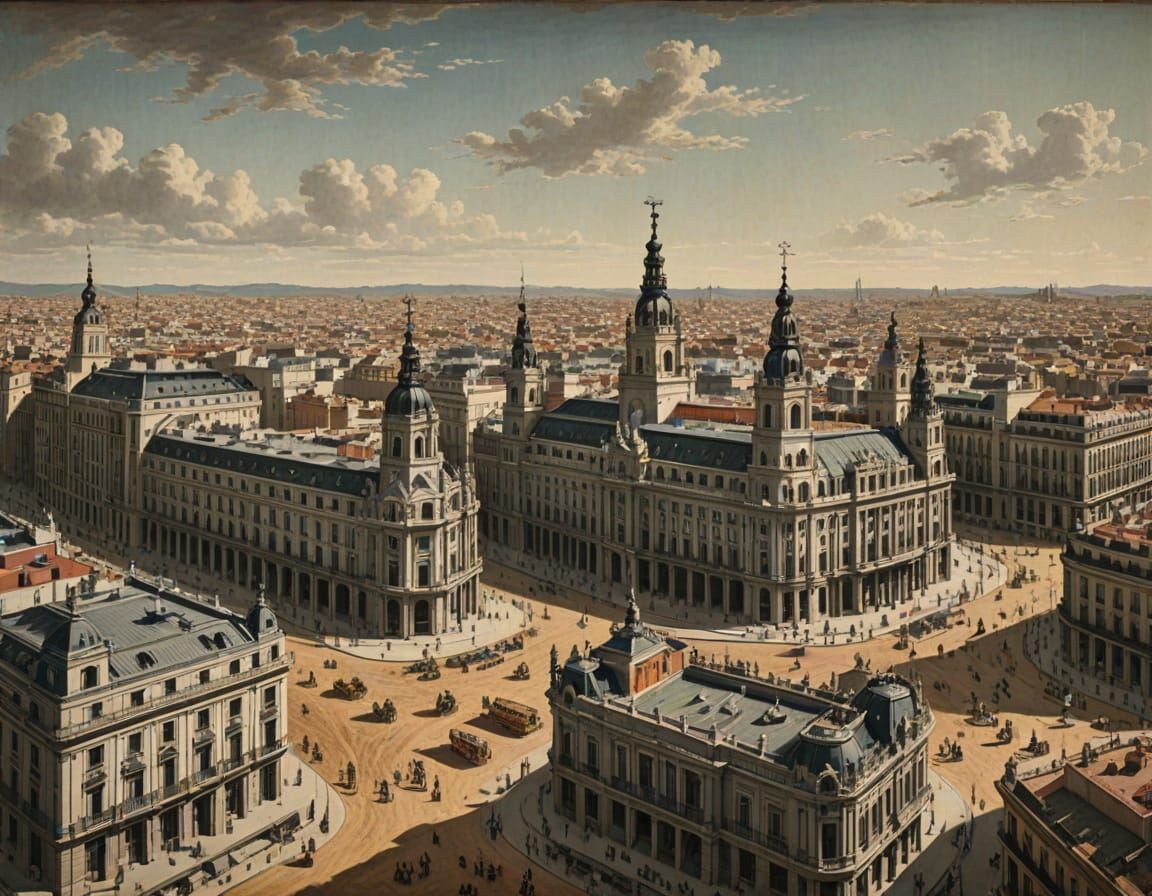 Panoramic View of Madrid in 1853 in Natural Light
