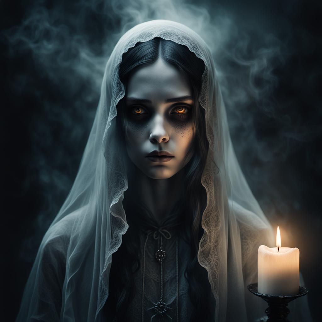 Sorrowful Ghost Portrait in Gothic Surrealism Style