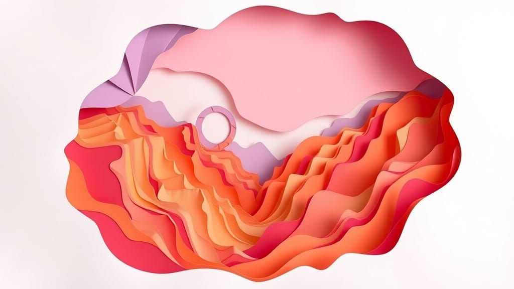 Abstract Paper Cut Antelope Canyon Landscape in Gradient Col...