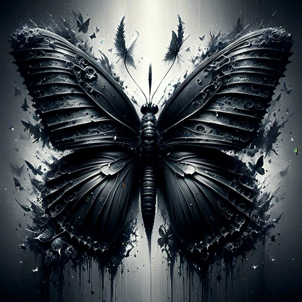 Butterfly with Razor Blade Wings in Dark Macabre Style