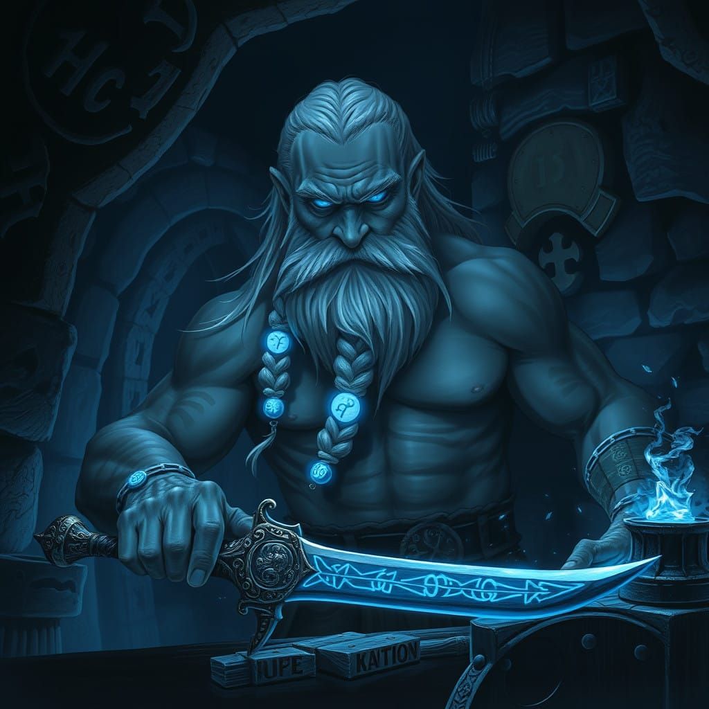 Dwarven Rune Master in Mystic Blue Glow