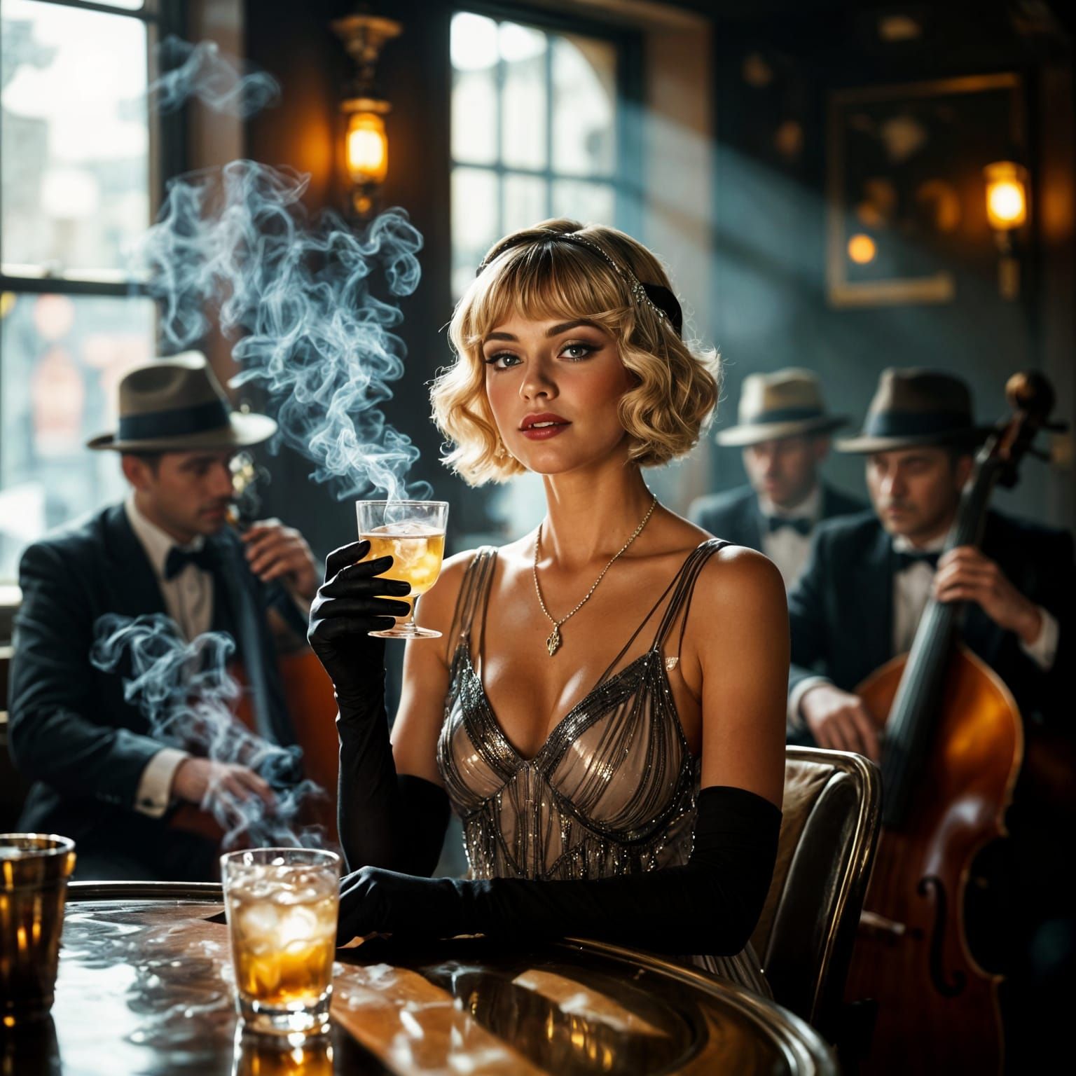 Flapper Girl in Speakeasy, Cinematic Film Still