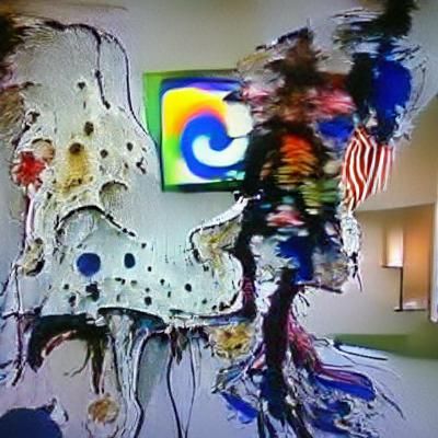 TV Head Monster in Abstract Expressionist Style