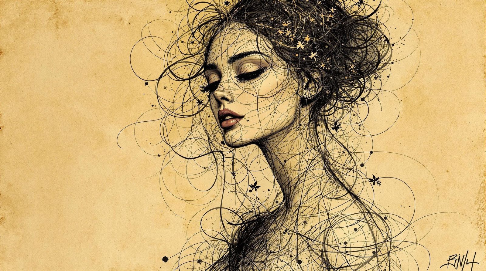 Elegant Female Figure in Clean Line Art