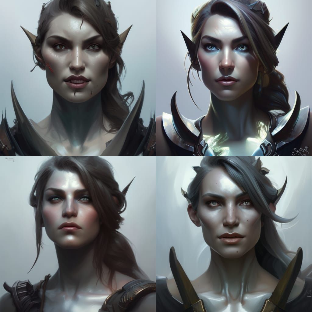 Detailed Portrait of a Gray Orc Woman