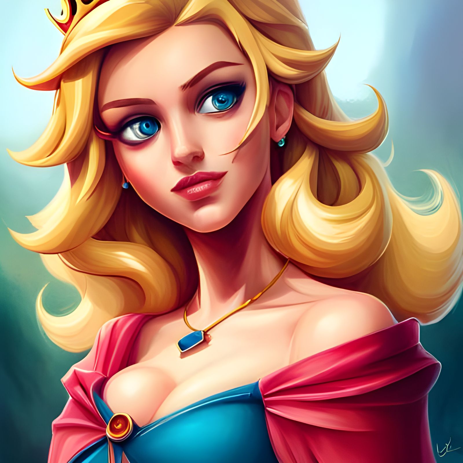Hyperrealistic Princess Peach Color Portrait