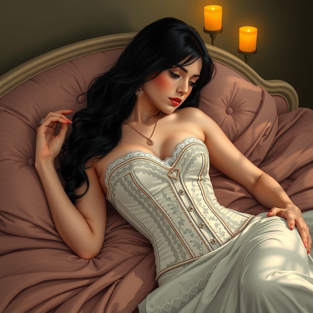 Romantic Lady in Velvet Drapery