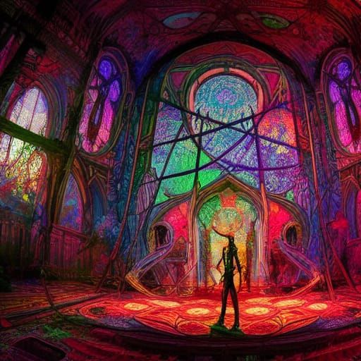 Stained Glass Blood Festival in Photorealistic Style