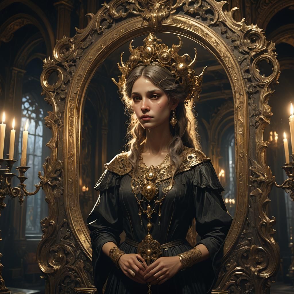 Dark Fantasy Mirror: No Reflection in Gothic Ambiance