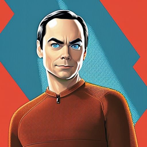 Sheldon Cooper Pixel Art Portrait with Physics Formulae