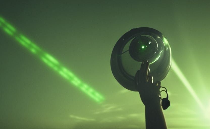 Terrifying Alien Abduction Scene with Green Light