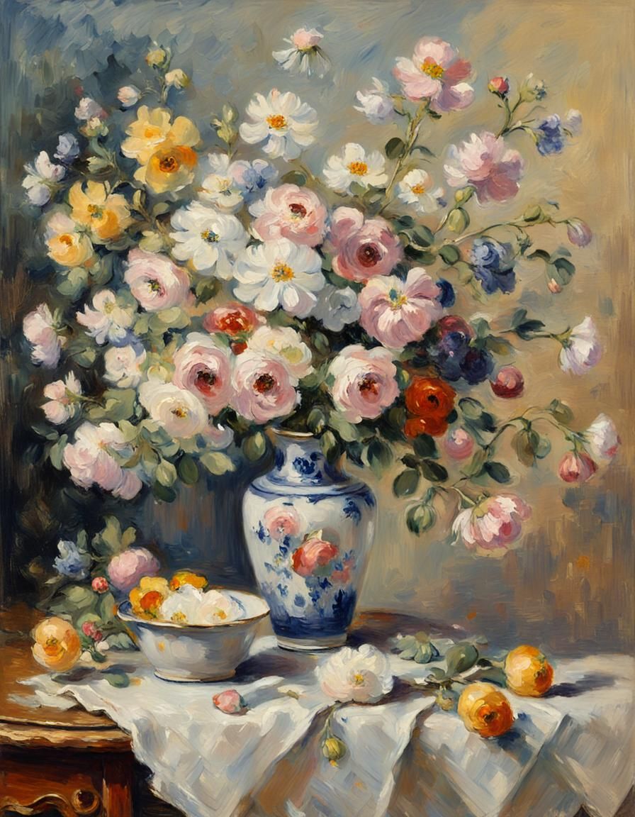 Floral Arrangement in Impressionist Style