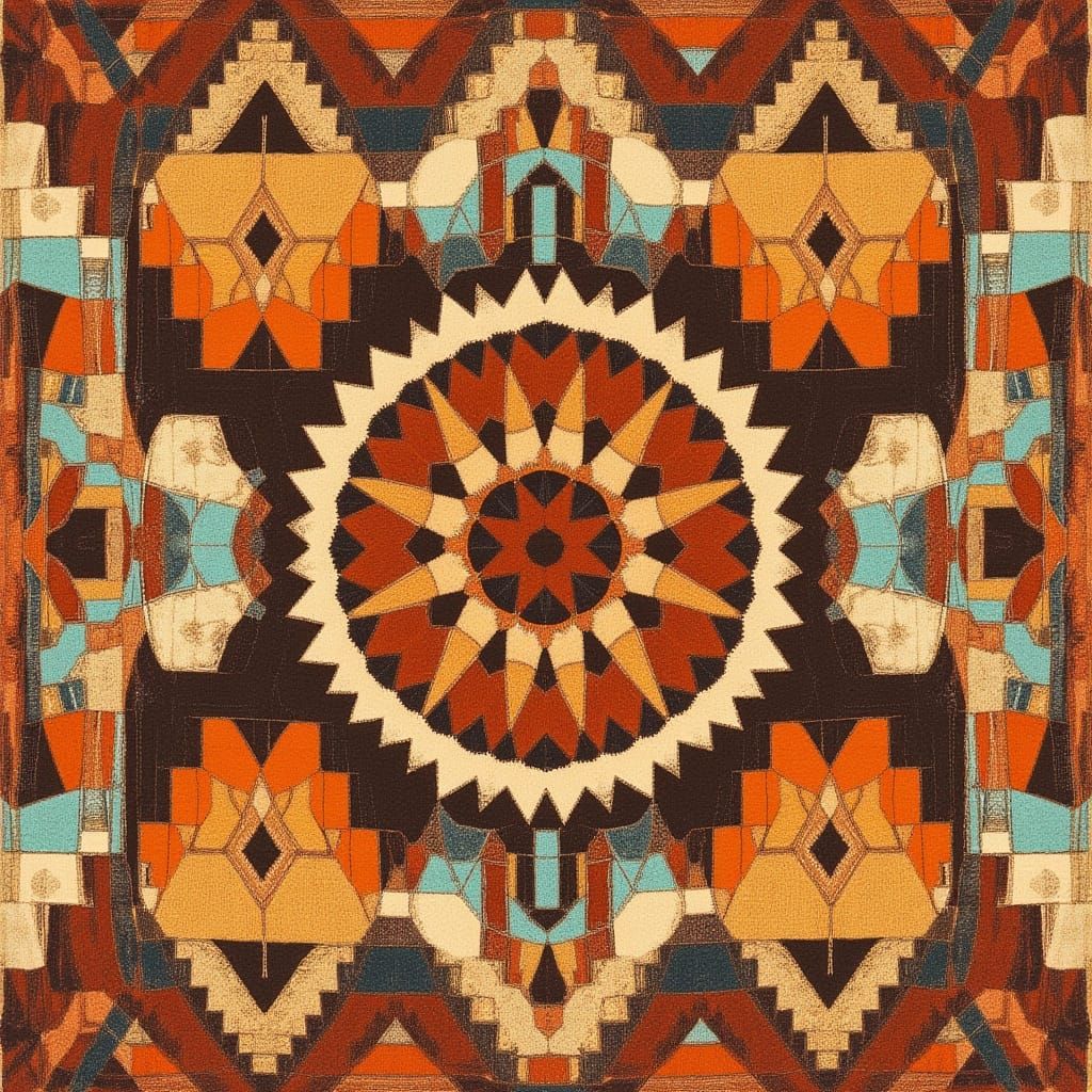 Traditional Native American Textile Pattern in Earthy Tones