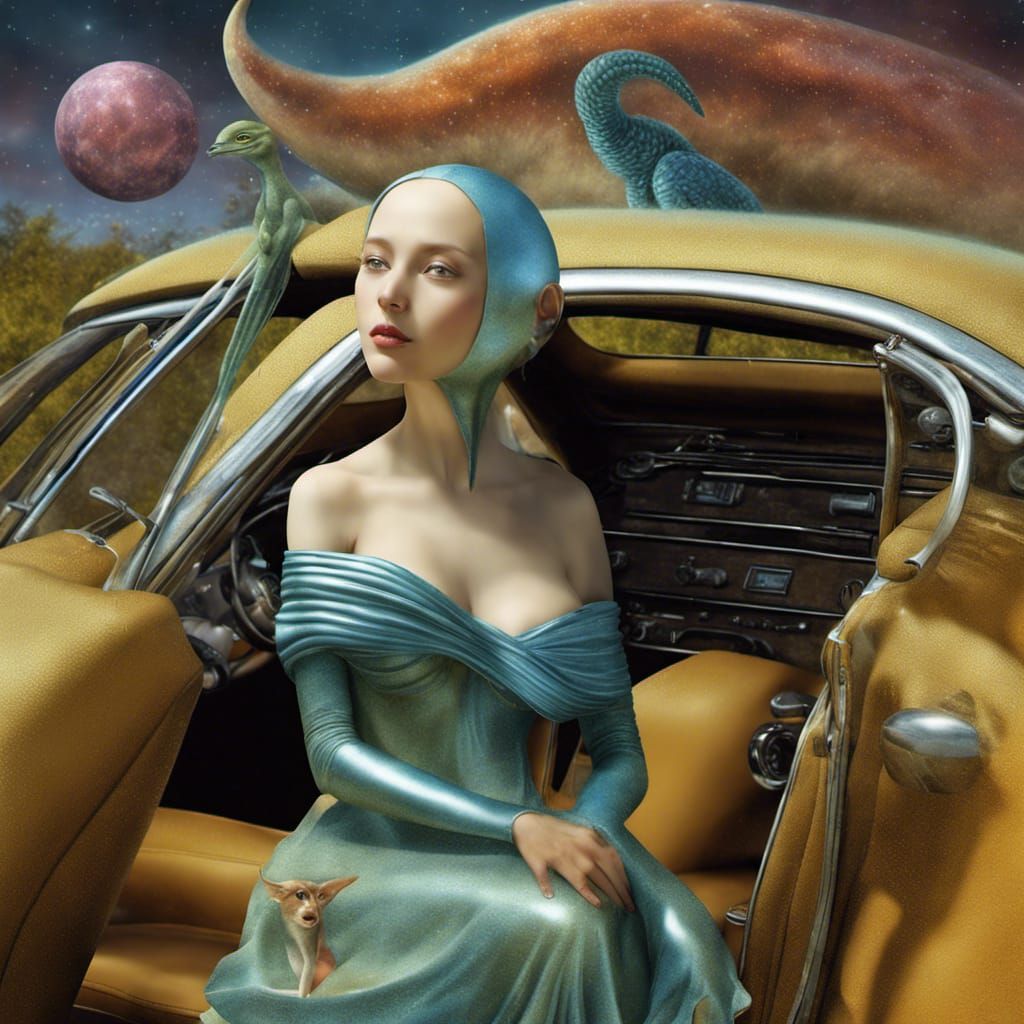 Happy Alien People and Pets in Surreal Photorealistic Art