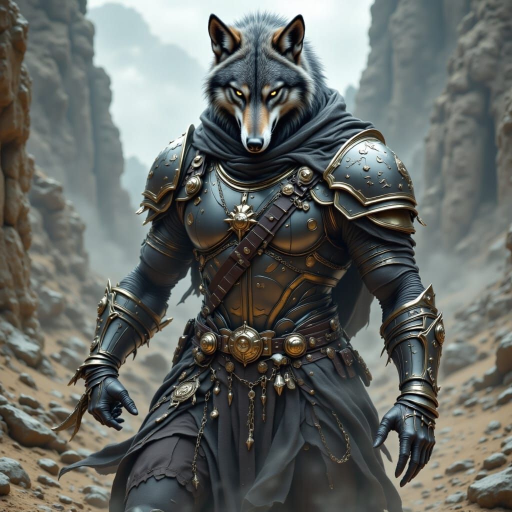 Fantasy Warrior with Wolf's Head