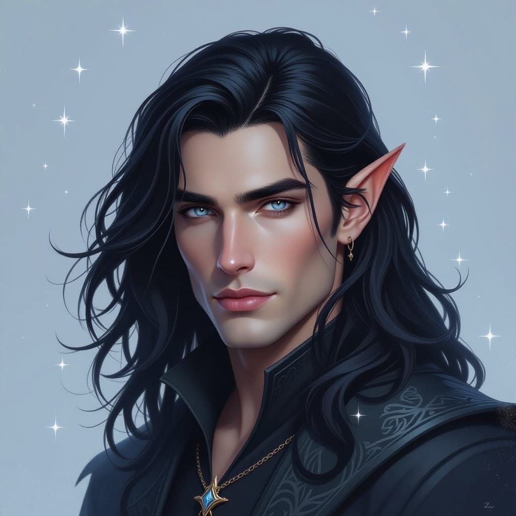 Ethereal Elven Male in Starlight Robes
