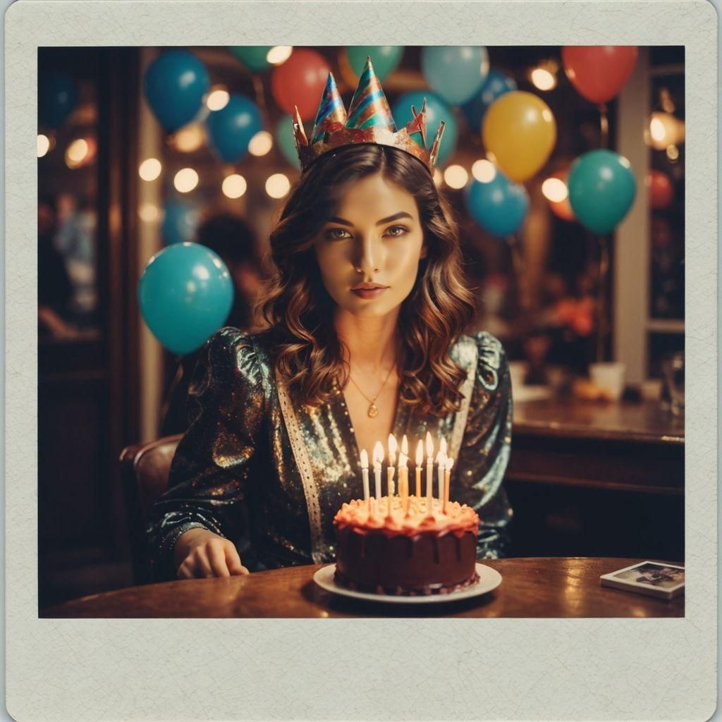 Vintage Polaroid Birthday in Art Nouveau Style