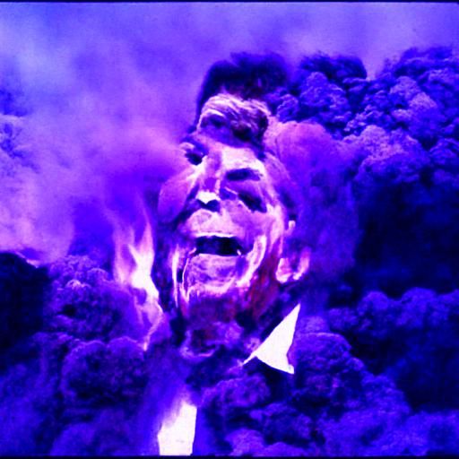 Ronald Reagan Burning in Hell: AI Generated