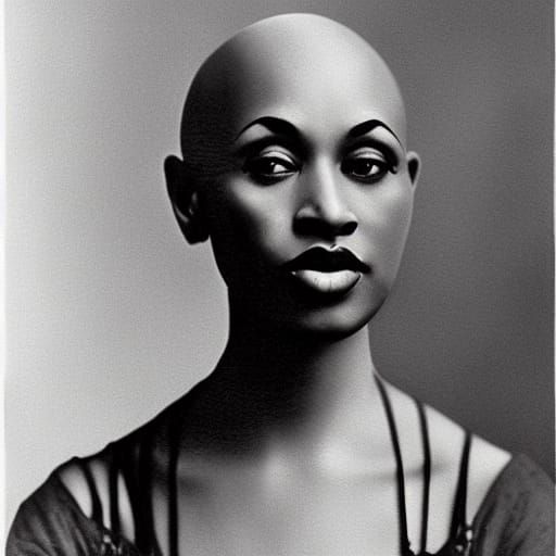 Bald Woman Portrait in Harlem Renaissance Style