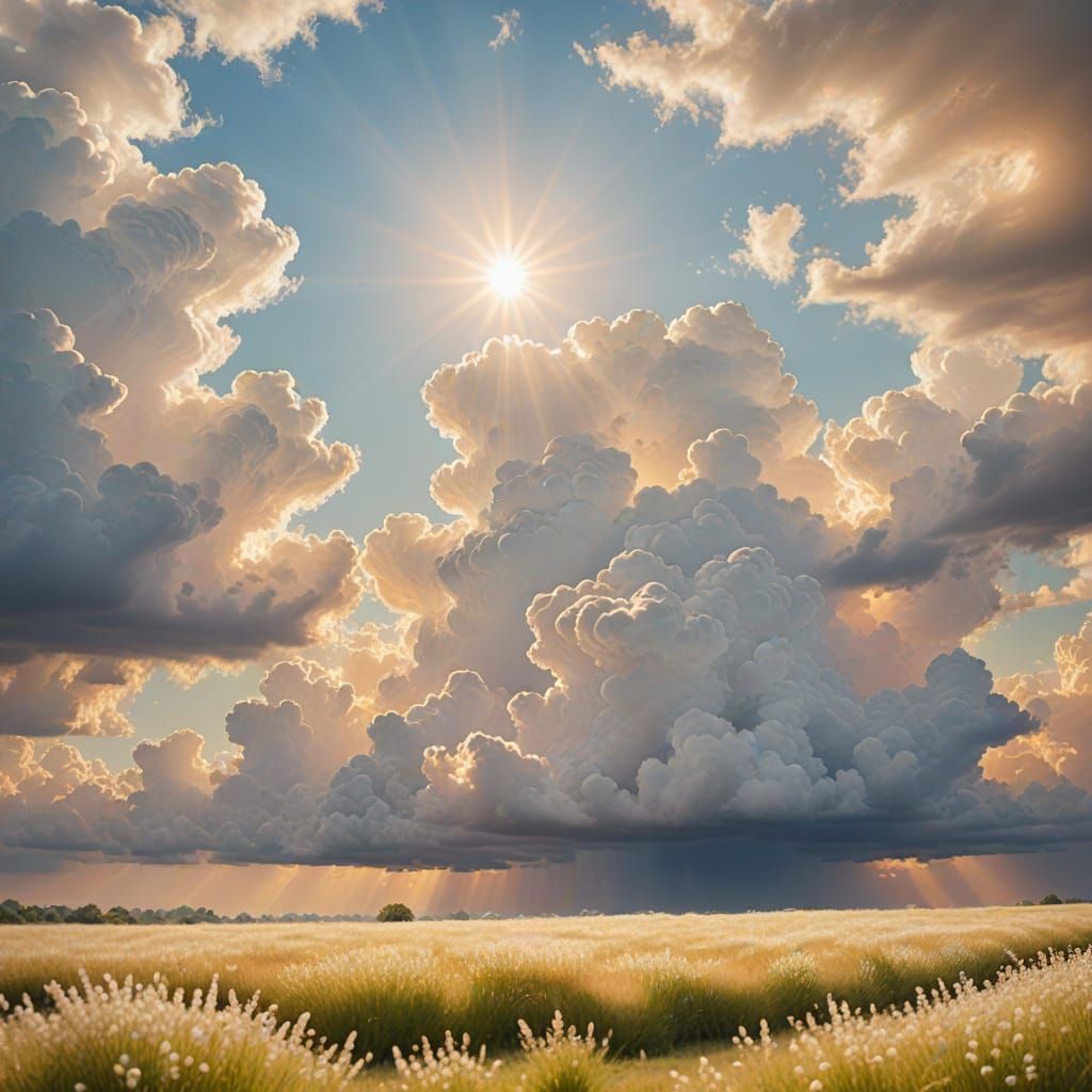 Heavenly Landscape with Divine Light and Clouds