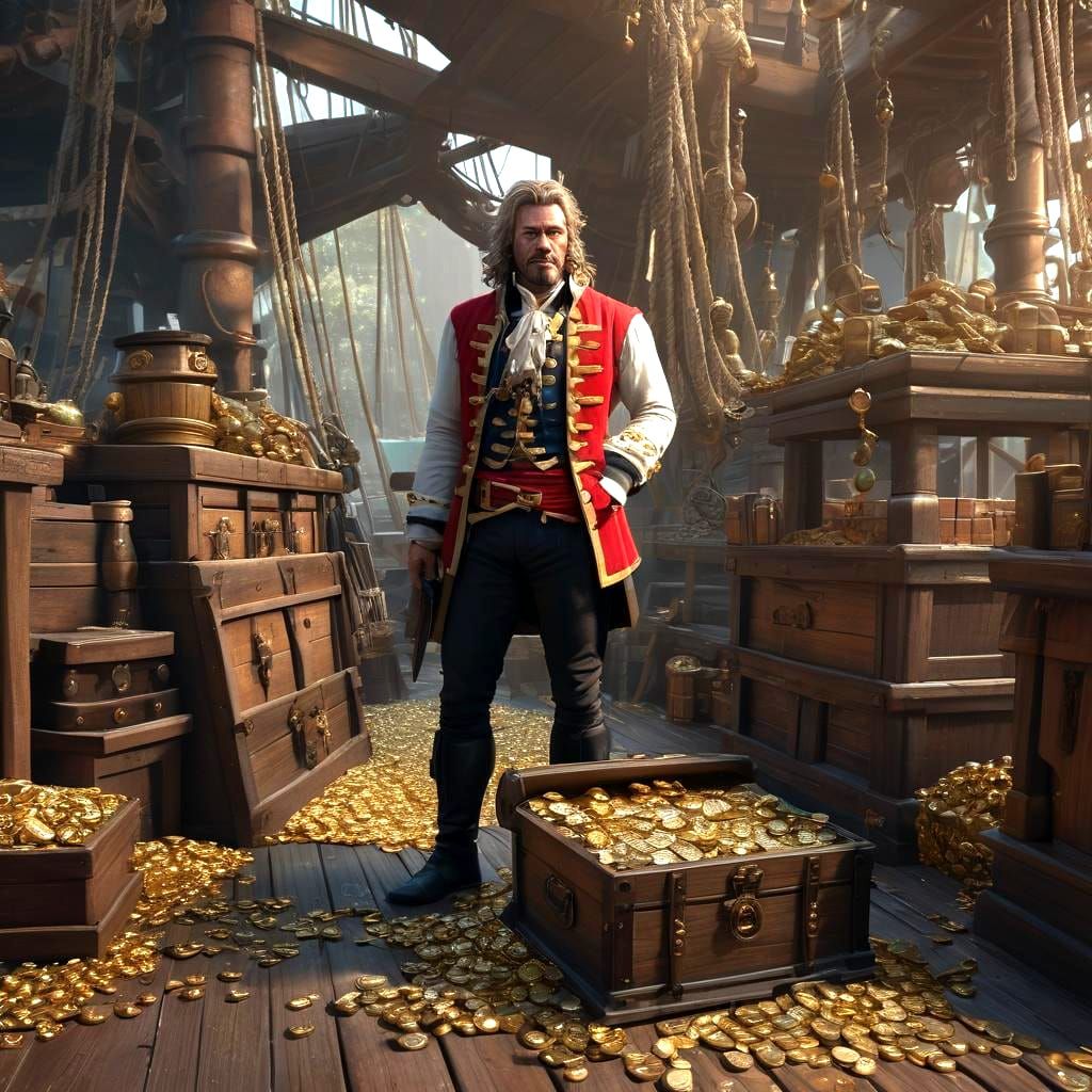 Captain Kidd's Galleon Treasure Chest Matte Painting